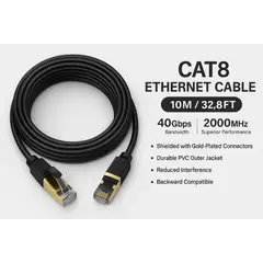 GENERICO - Cable Red Cat8 Ethernet Rj45 10mts 40 Gbps