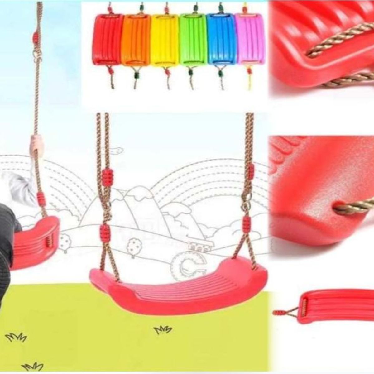 GENERICO - Columpio Asiento Cuerda Ajustable Para Niños Color Naranja