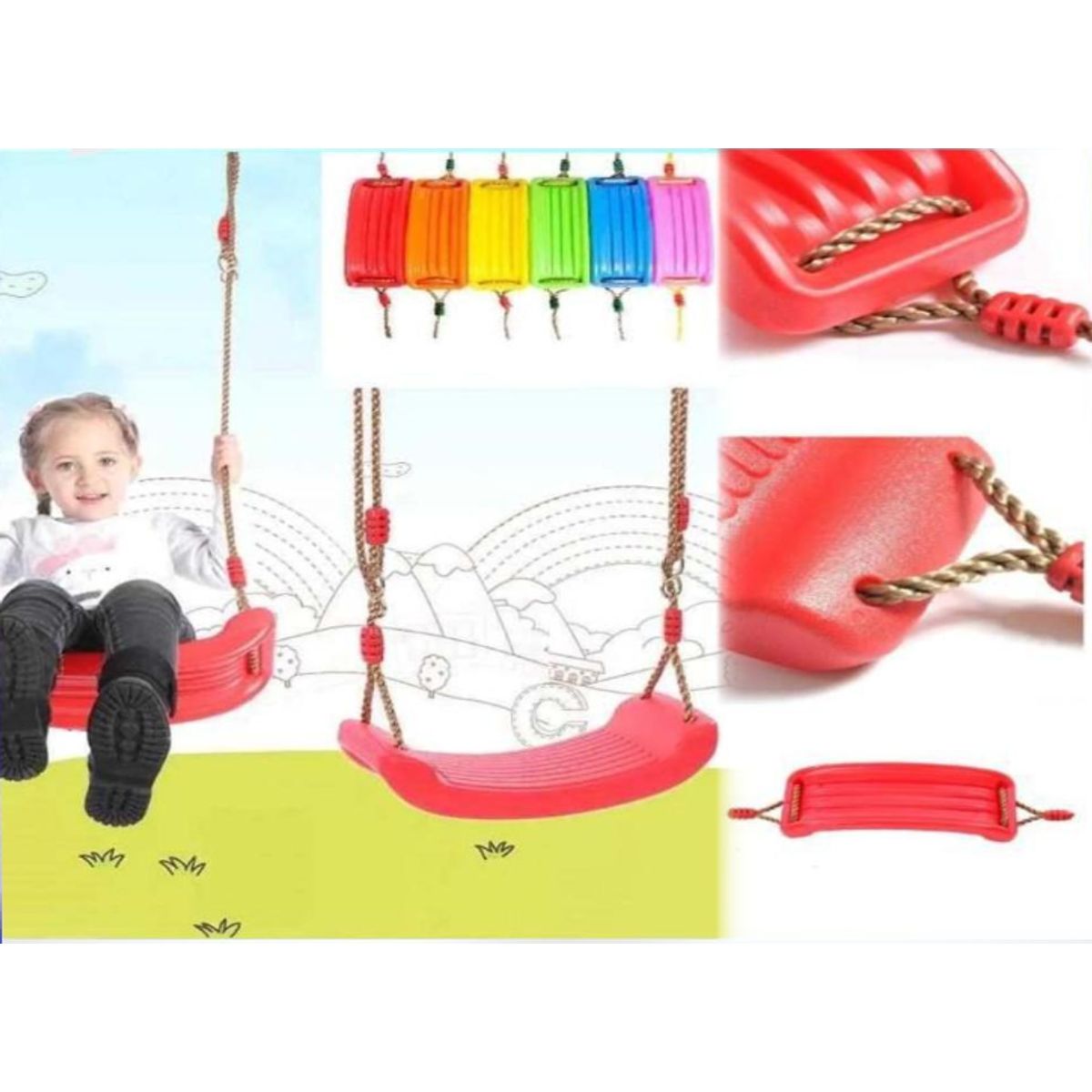 GENERICO - Columpio Asiento Cuerda Ajustable Para Niños Color Naranja