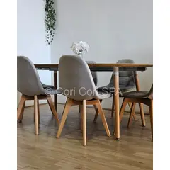 CORI CORI - Comedor Mesa Expandible 100 a 180cm + 4 Sillas Capitonne Velvet Gris