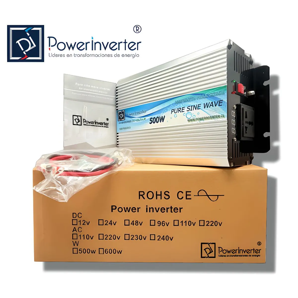 GENERICO - INVERSOR DE VOLTAJE 24VDC220VAC 500W - 1000W PEAK -PSW - PRO