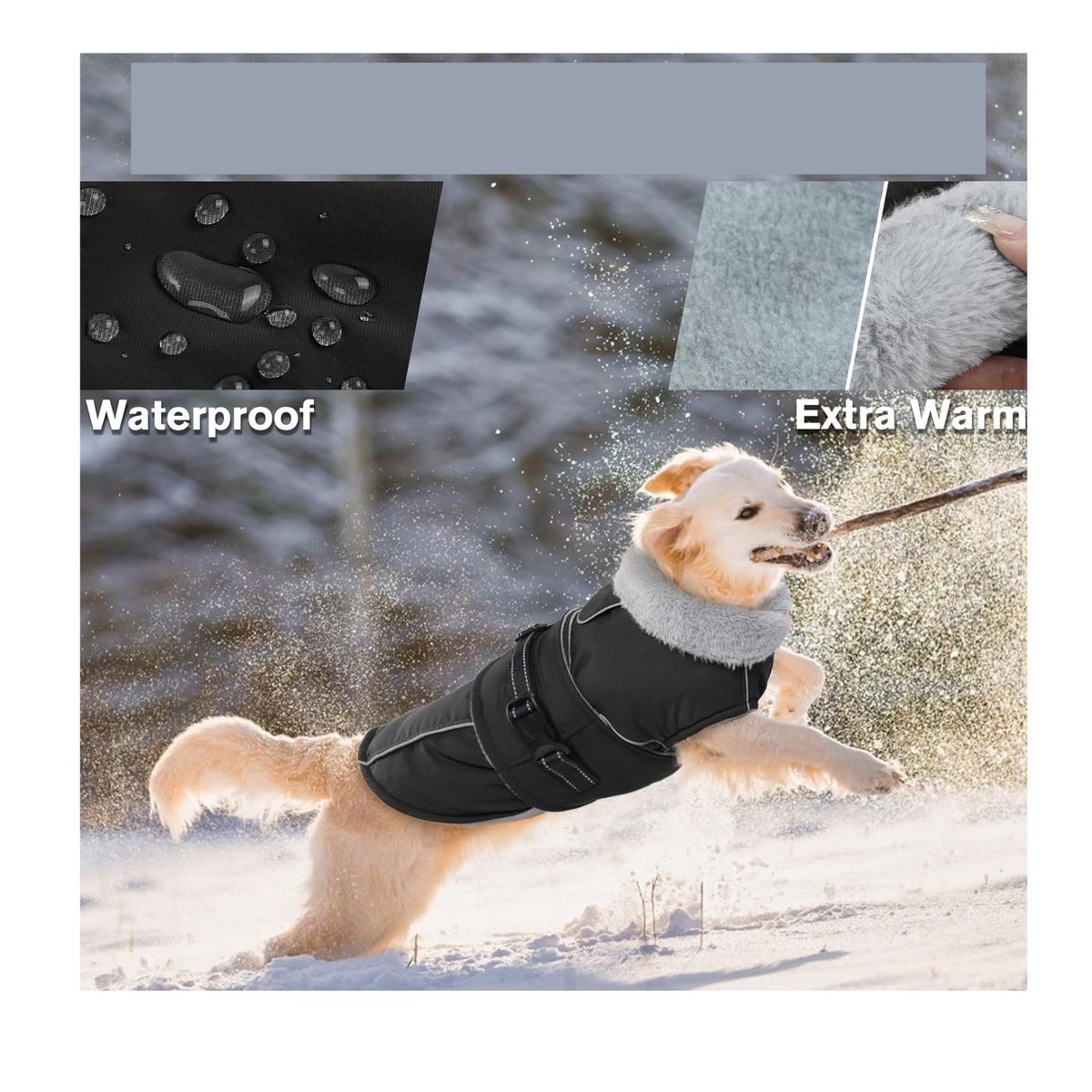 GENERICO - Chaqueta perro con forro polar Talla XL NEGRO GRIS