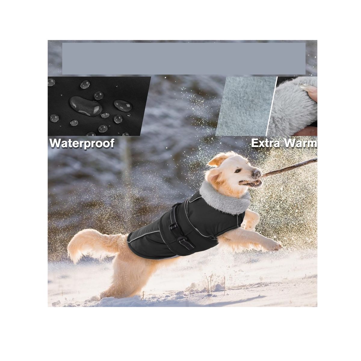 GENERICO - Chaqueta perro con forro polar Talla XL NEGRO GRIS