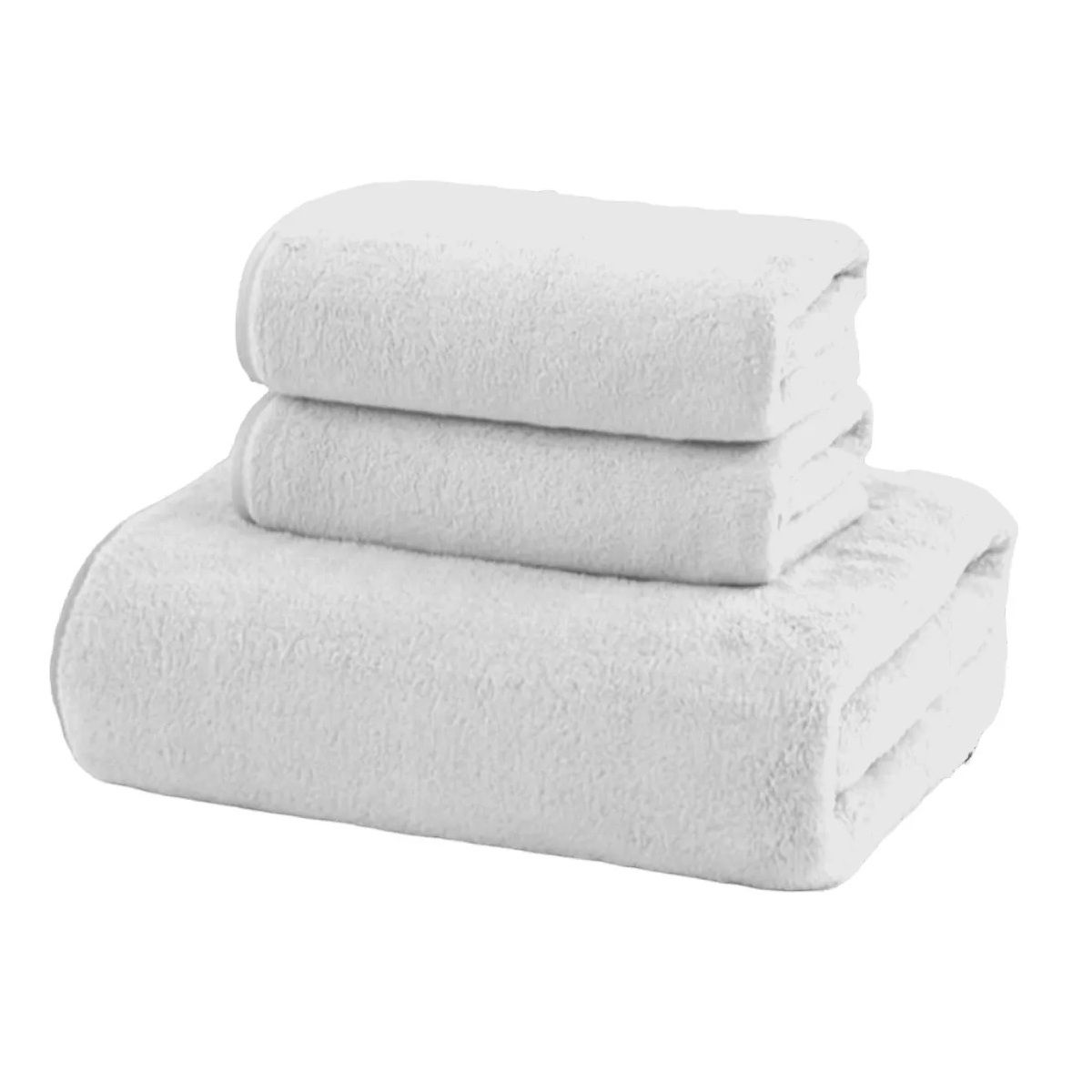 HOMEY - Pack De 3 Toallas Microfibra De Cuerpo Ducha Baño 70x130cm Blanco