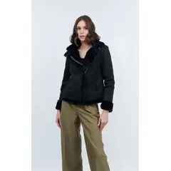 VELT - Chaqueta Gamuza Negra Mujer Estilo Clásico