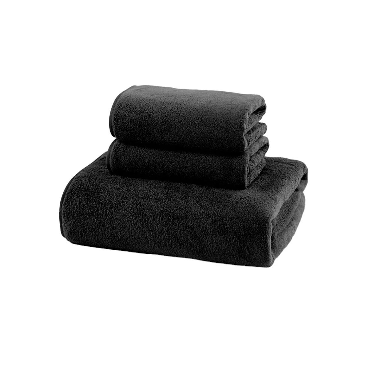 HOMEY - Pack De 3 Toallas Microfibra De Cuerpo Ducha Baño 70x130cm Gris oscuro