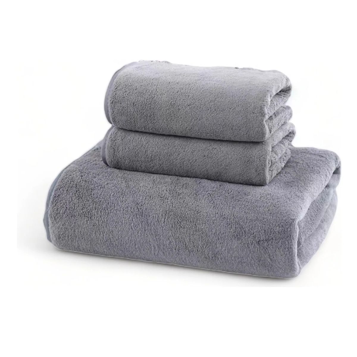 HOMEY - Pack De 3 Toallas Microfibra De Cuerpo Ducha Baño 70x130cm Gris