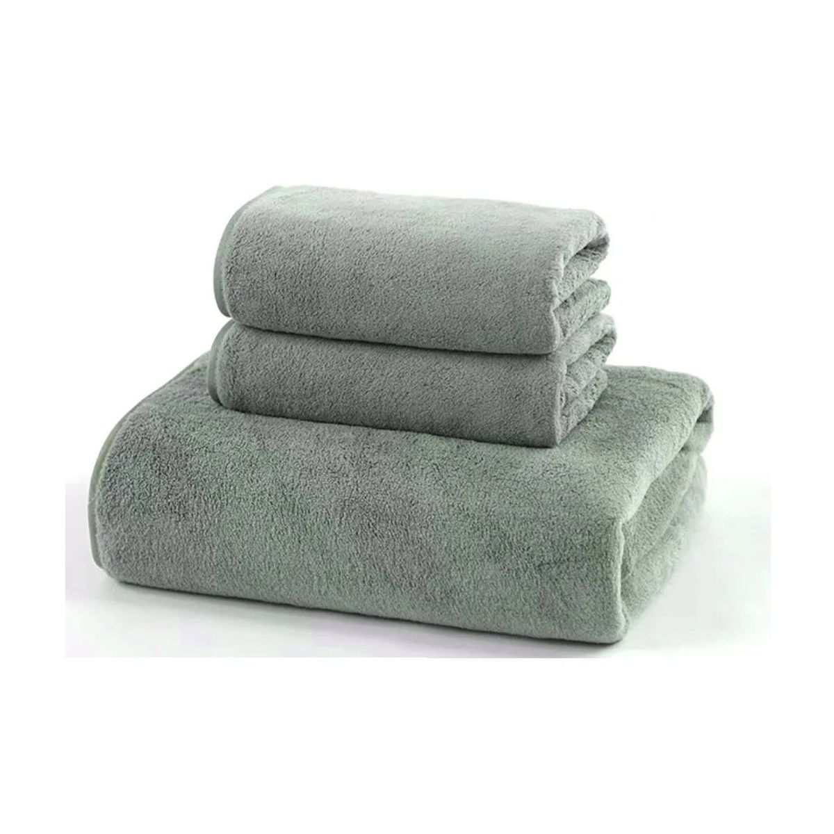 HOMEY - Pack De 3 Toallas Microfibra De Cuerpo Ducha Baño 70x130cm Verde