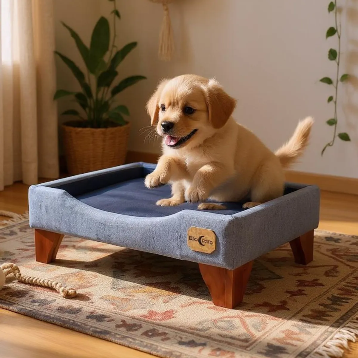 BLOCCARE - Cama de Mascotas - Talla M EXTRA 50x75 cm  Patas De Madera 11 cm (Gris)