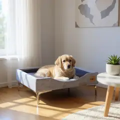 BLOCCARE - Cama de Mascotas - Talla L EXTRA 90x70 cm Pata Cromada 15 cm (Gris)
