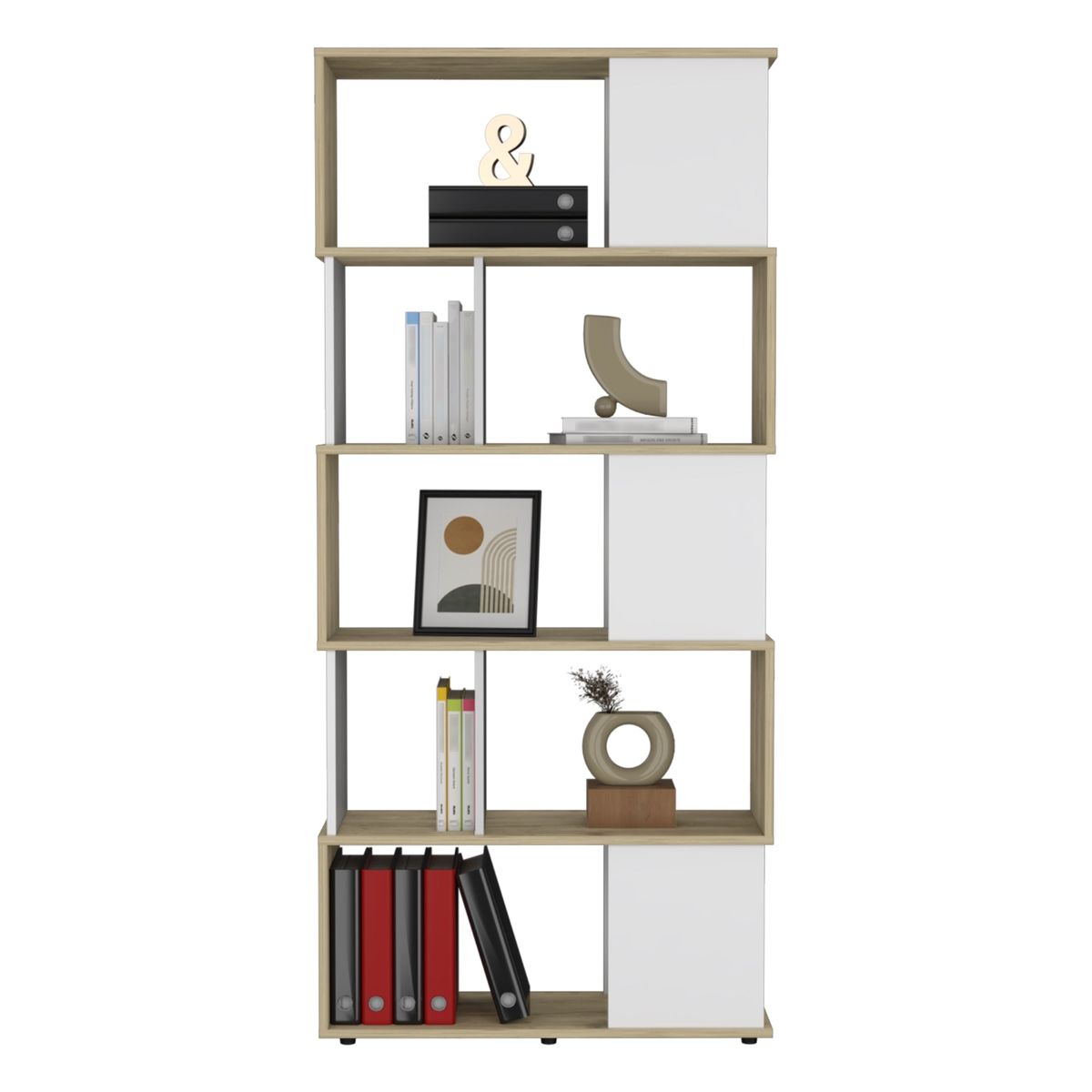 TUHOME - Biblioteca Noah 5 Niveles Macadamia Y Blanco 175X80X29 Cm