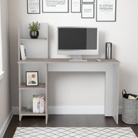 Escritorio Con Biblioteca Vilna Bardolno Y Blanco 120X120X45 Cm