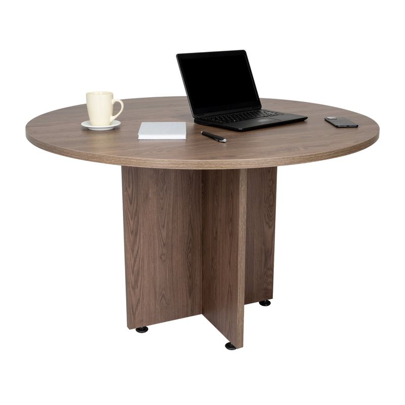 TUHOME - Mesa Redonda Home Office Negro Y Coñac 75X120X120 Cm