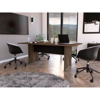 Mesa De Reunion Rectangular Home Office Negro Y Coñac 75X200X100 Cm