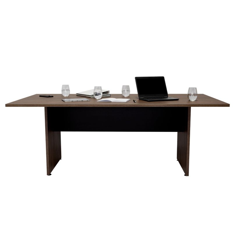 TUHOME - Mesa De Reunion Rectangular Home Office Negro Y Coñac 75X200X100 Cm
