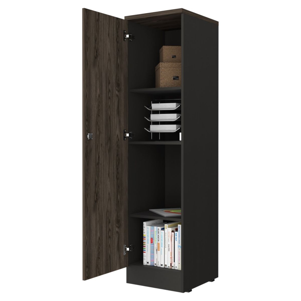 TUHOME - Biblioteca 1 Puerta Home Office Negro Y Coñac