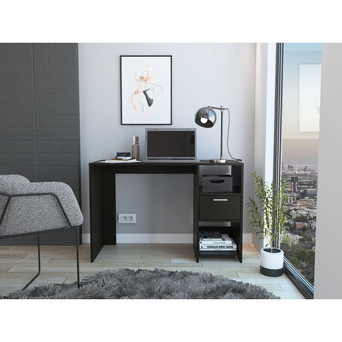 TUHOME - Escritorio Office W-110 Wengue 73X110X43 Cm