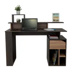 TUHOME - Escritorio Café Oscuro y Café Claro 103.5x120x50 cm