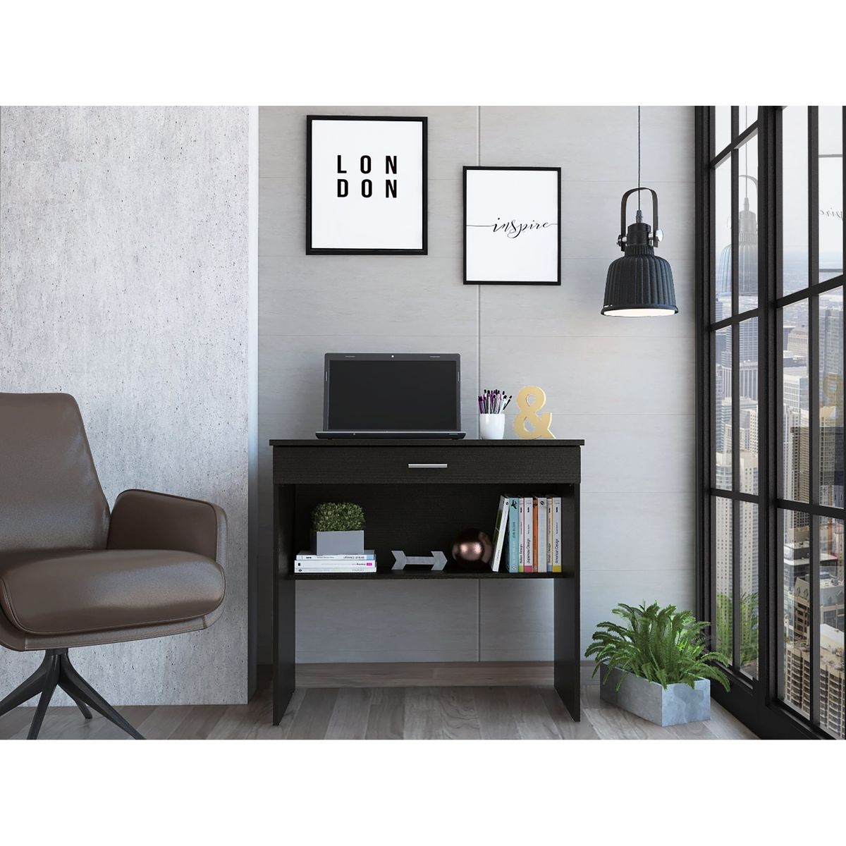 TUHOME - Escritorio Office W-80 Con 1 Cajon Wengue 73X80X49.8 Cm