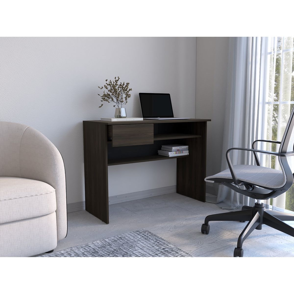 TUHOME - Escritorio 1 Cajon Office W-100 Café Oscuro