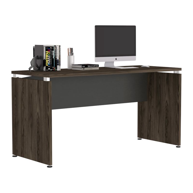 TUHOME - Escritorio M-150 Home Office Negro Y Coñac 75X60X150 Cm