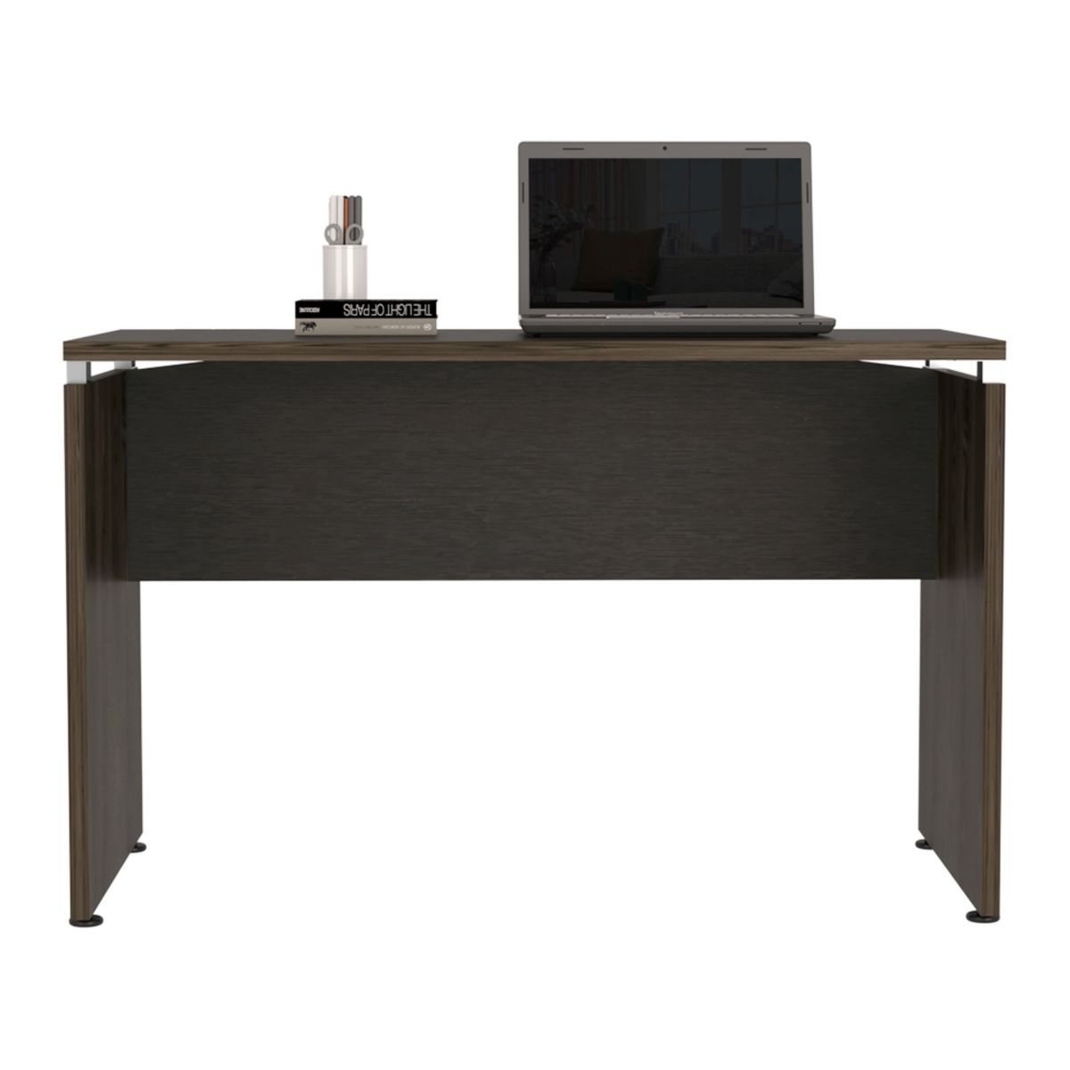 TUHOME - Escritorio M-120 Home Office Negro Y Coñac 72X120X60 Cm