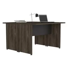 TUHOME - Escritorio Doble M-120 Home Office Negro Y Coñac 75X120X131.9 Cm
