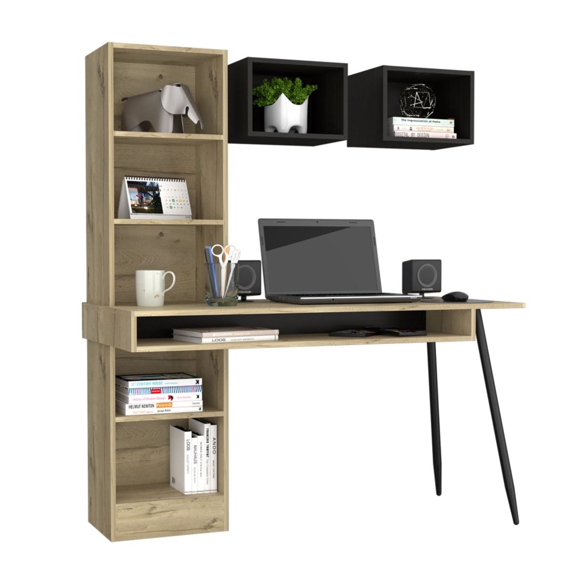 TUHOME - Escritorio Con Biblioteca Brunatti 152X130X59.9 Cm Duna Ywengue