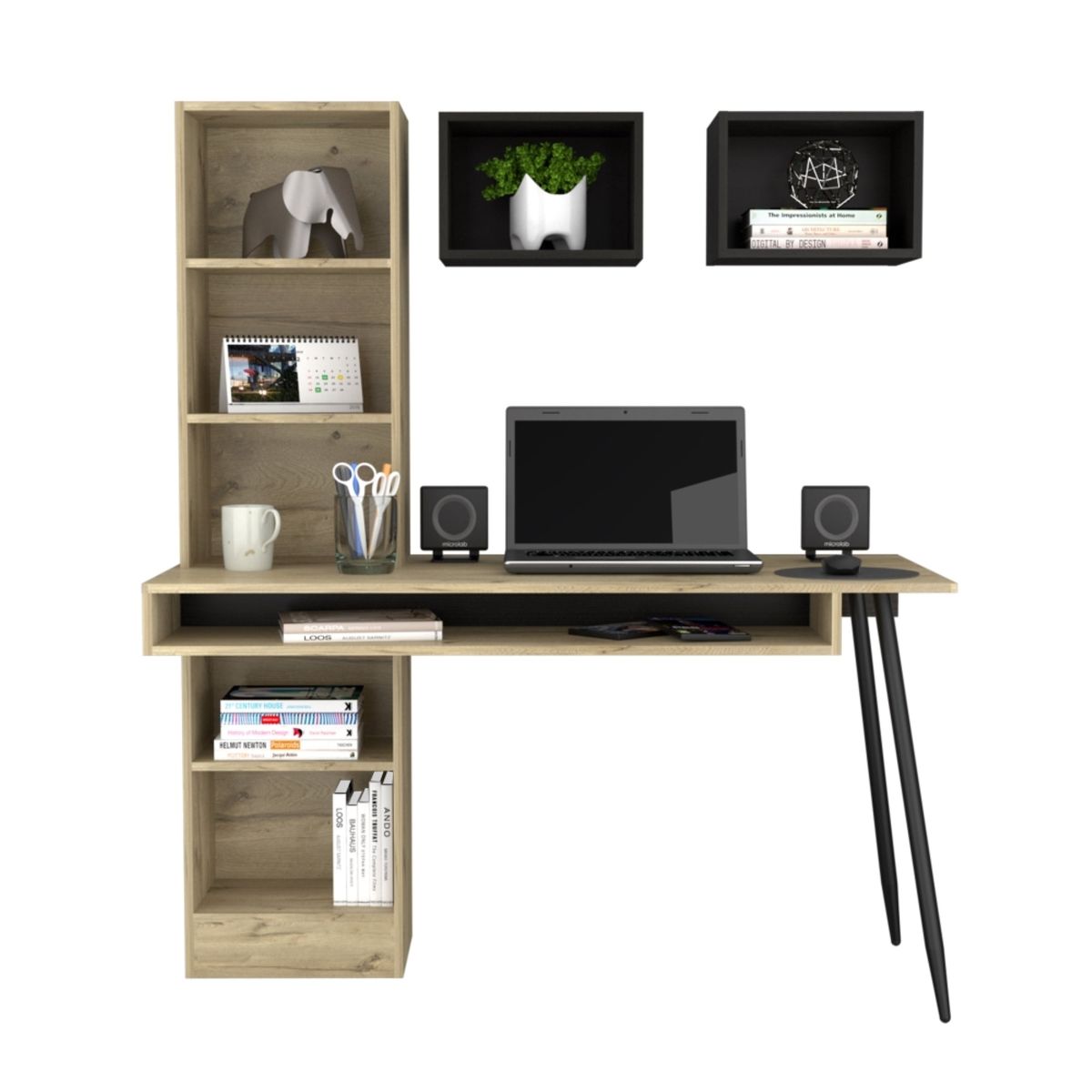 TUHOME - Escritorio Con Biblioteca Brunatti 152X130X59.9 Cm Duna Ywengue