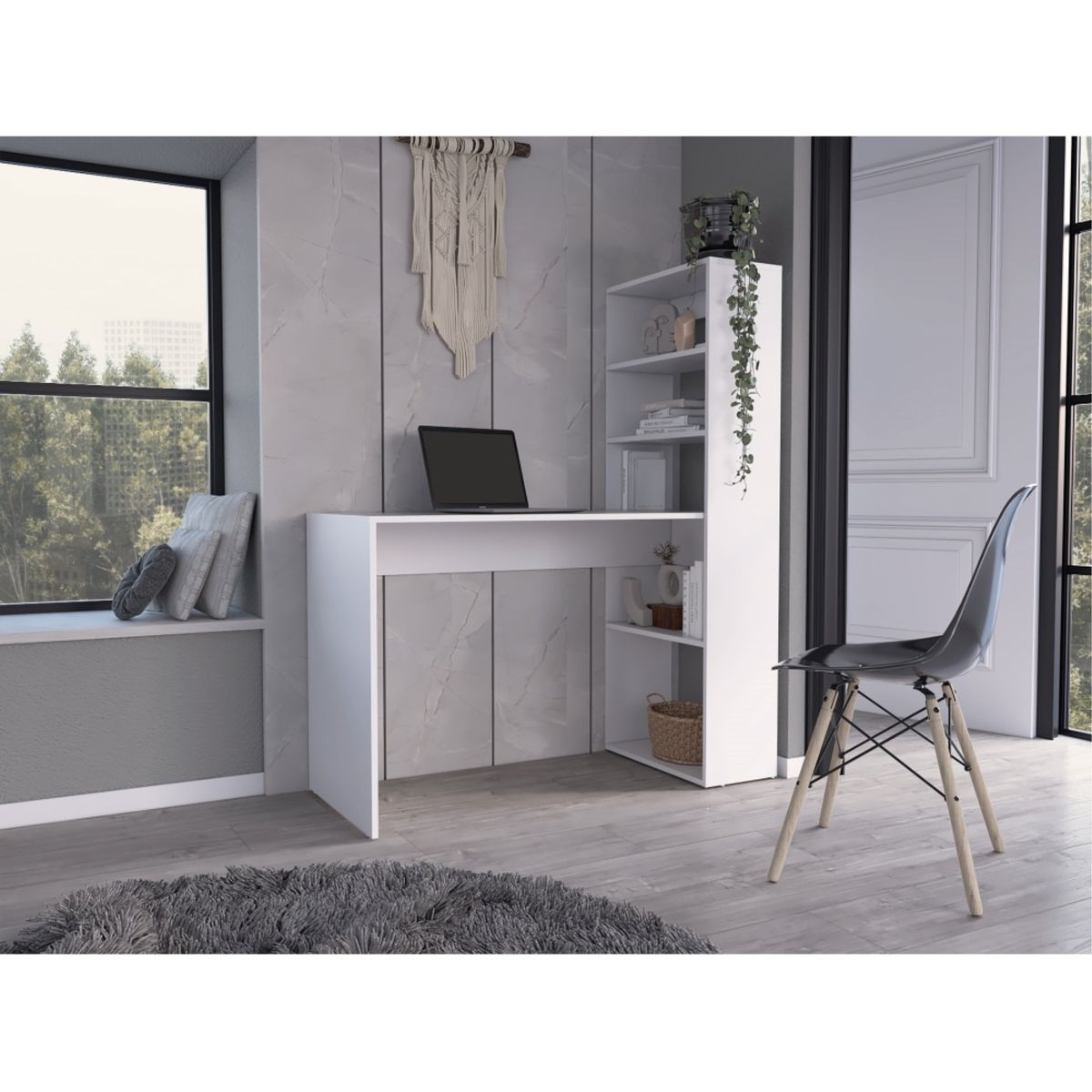 TUHOME - Escritorio - Café Claro y Blanco 144x120x53 cm