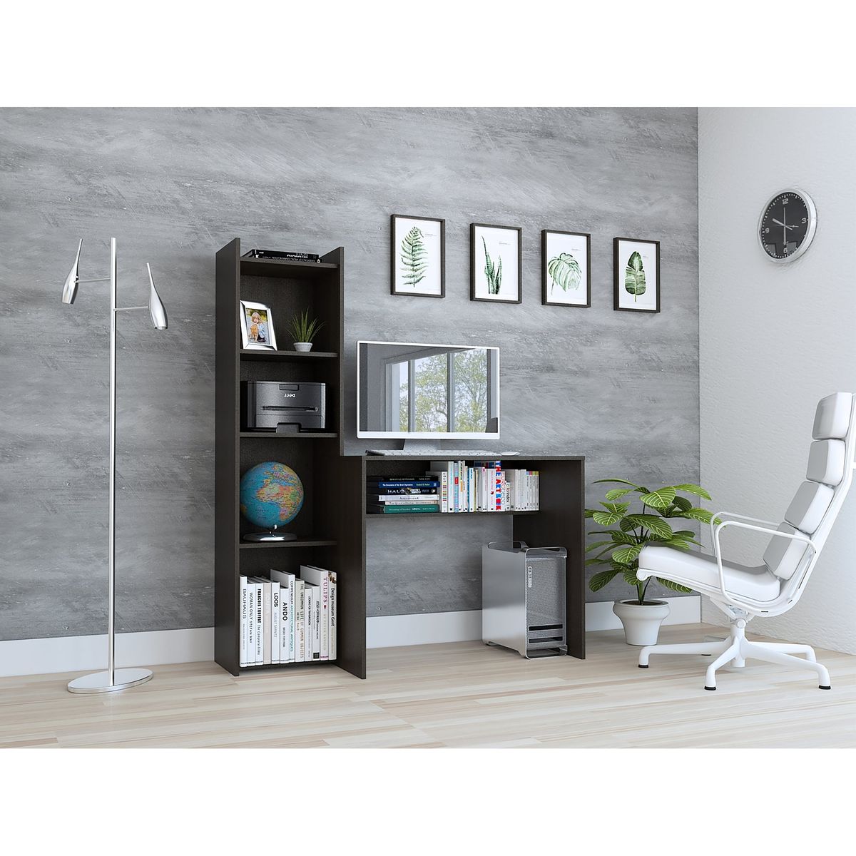 TUHOME - Escritorio Con Biblioteca Napoli  Wengue 150X127.1X50 Cm