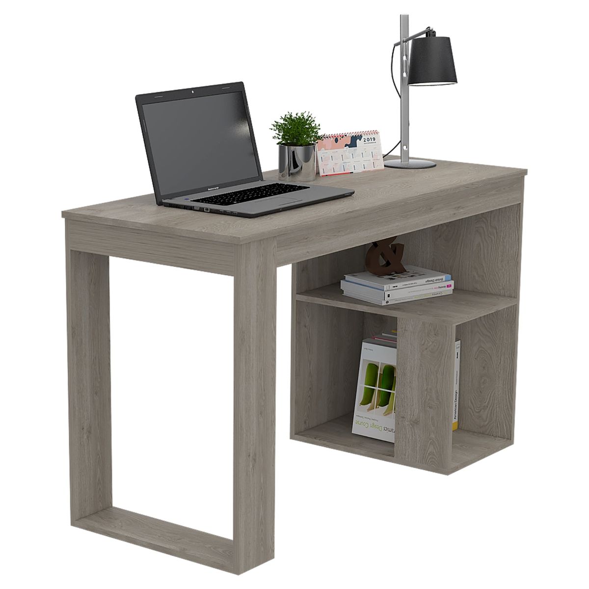 TUHOME - Escritorio - Café Oscuro y Gris 73.5x120x50 cm