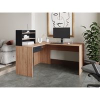 Escritorio en forma de L - Cafe Claro Negro