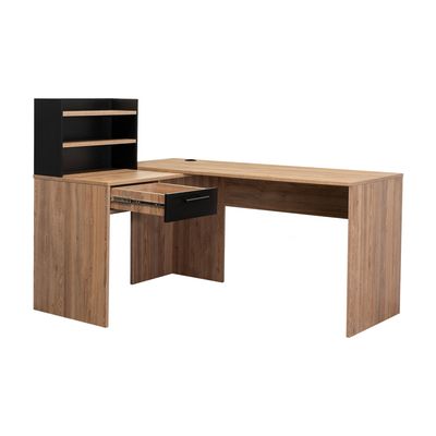 Imagen 2 del producto Escritorio en forma de L - Cafe Claro Negro