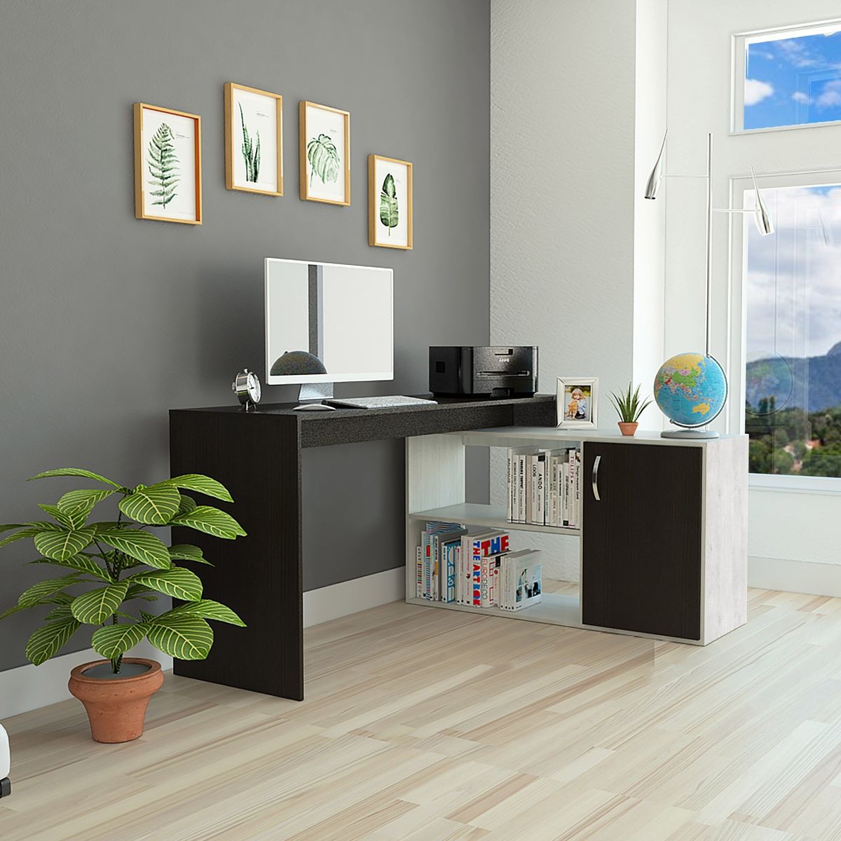 TUHOME - Escritorio - Negro y Blanco 76.5x151.5x116.5 cm