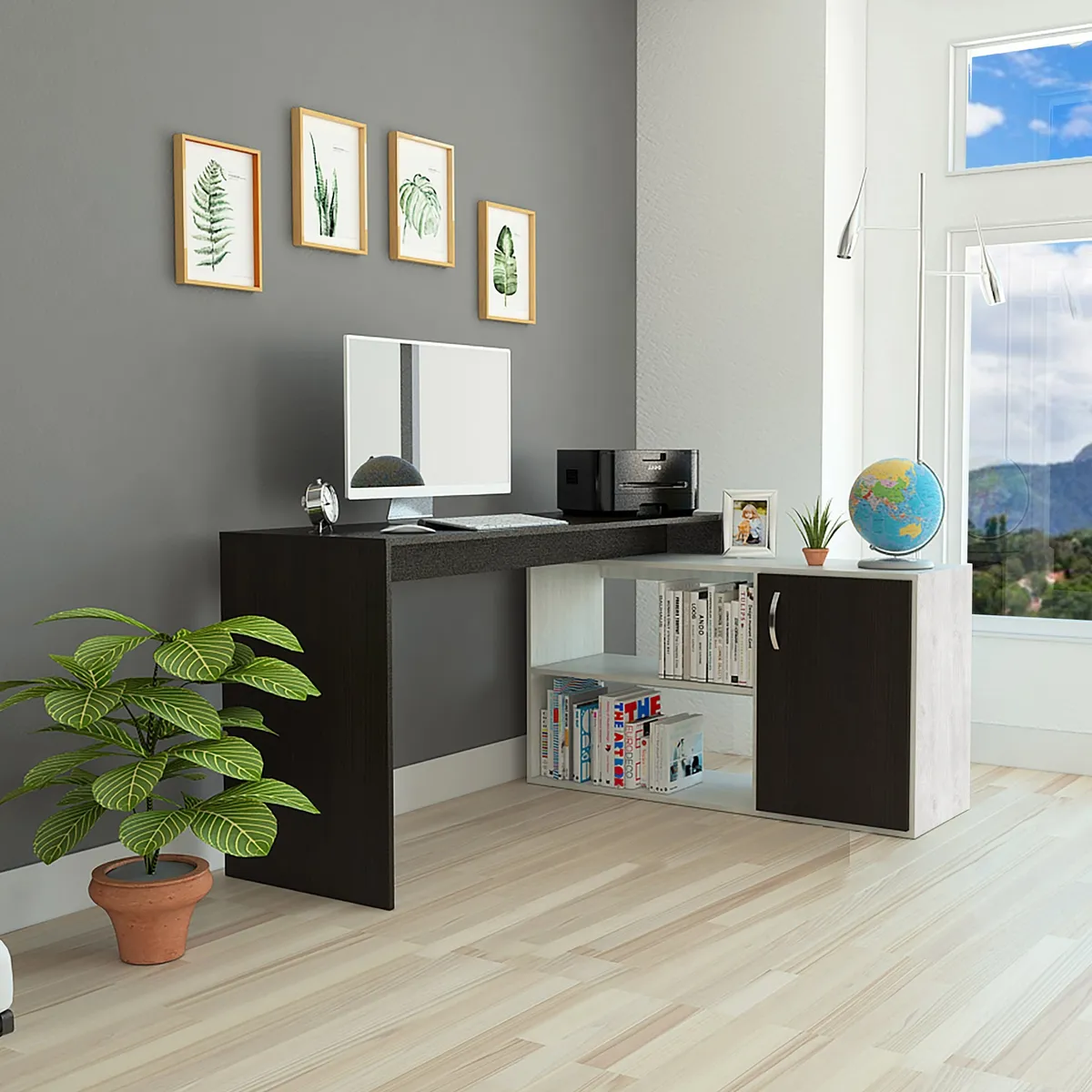 TUHOME - Escritorio - Negro y Blanco 76.5x151.5x116.5 cm