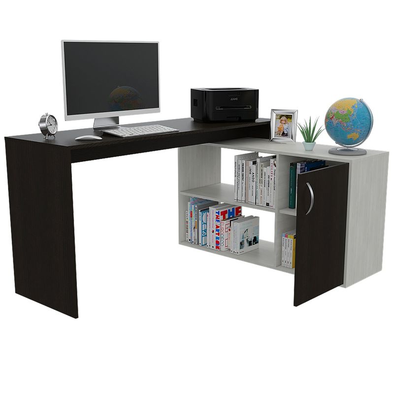 TUHOME - Escritorio En L 1 Puerta Axis Wengue Y Artico