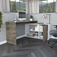 Escritorio - Café Oscuro y Blanco 76.5x151.5x116.5 cm