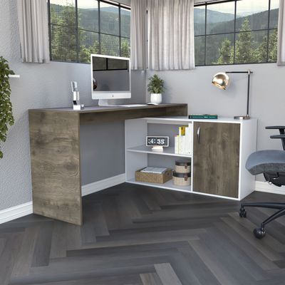 Imagen 2 del producto Escritorio - Café Oscuro y Blanco 76.5x151.5x116.5 cm