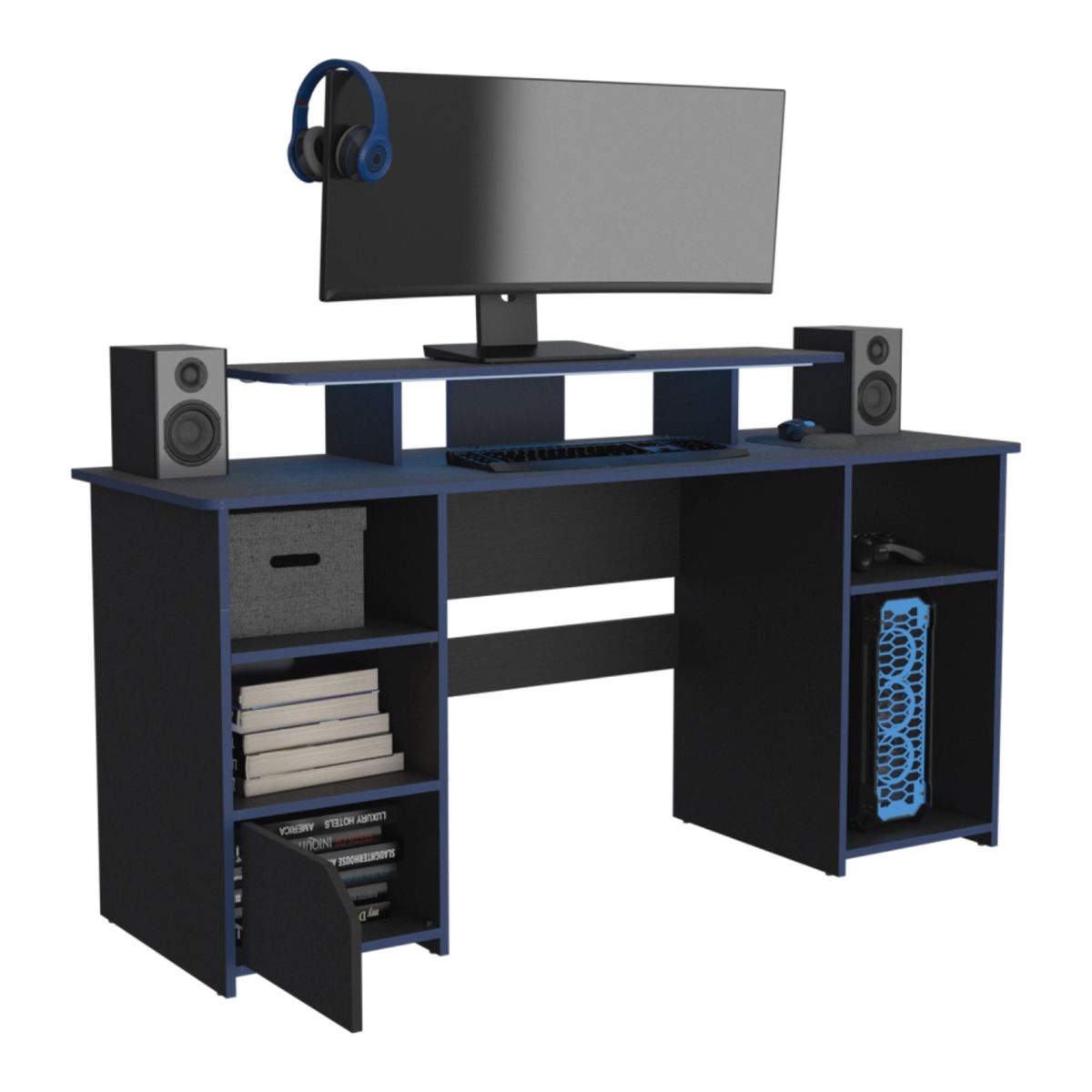 TUHOME - Escritorio Gamer - Negro 88.5x61.8x19.6 cm