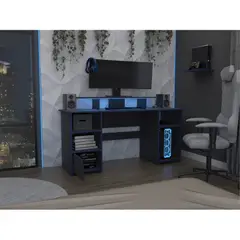 TUHOME - Escritorio Gamer - Negro 88.5x61.8x19.6 cm