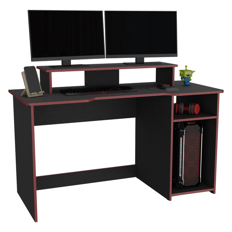 TUHOME - Escritorio Gamer Huni Wengue Y Rojo