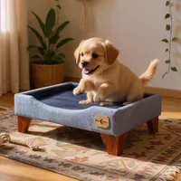 Cama de Mascotas - Talla M EXTRA 50x75 cm Patas De Madera 11 cm (Gris)