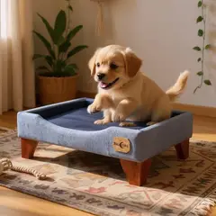 BLOCCARE - Cama de Mascotas - Talla M EXTRA 50x75 cm Patas De Madera 11 cm