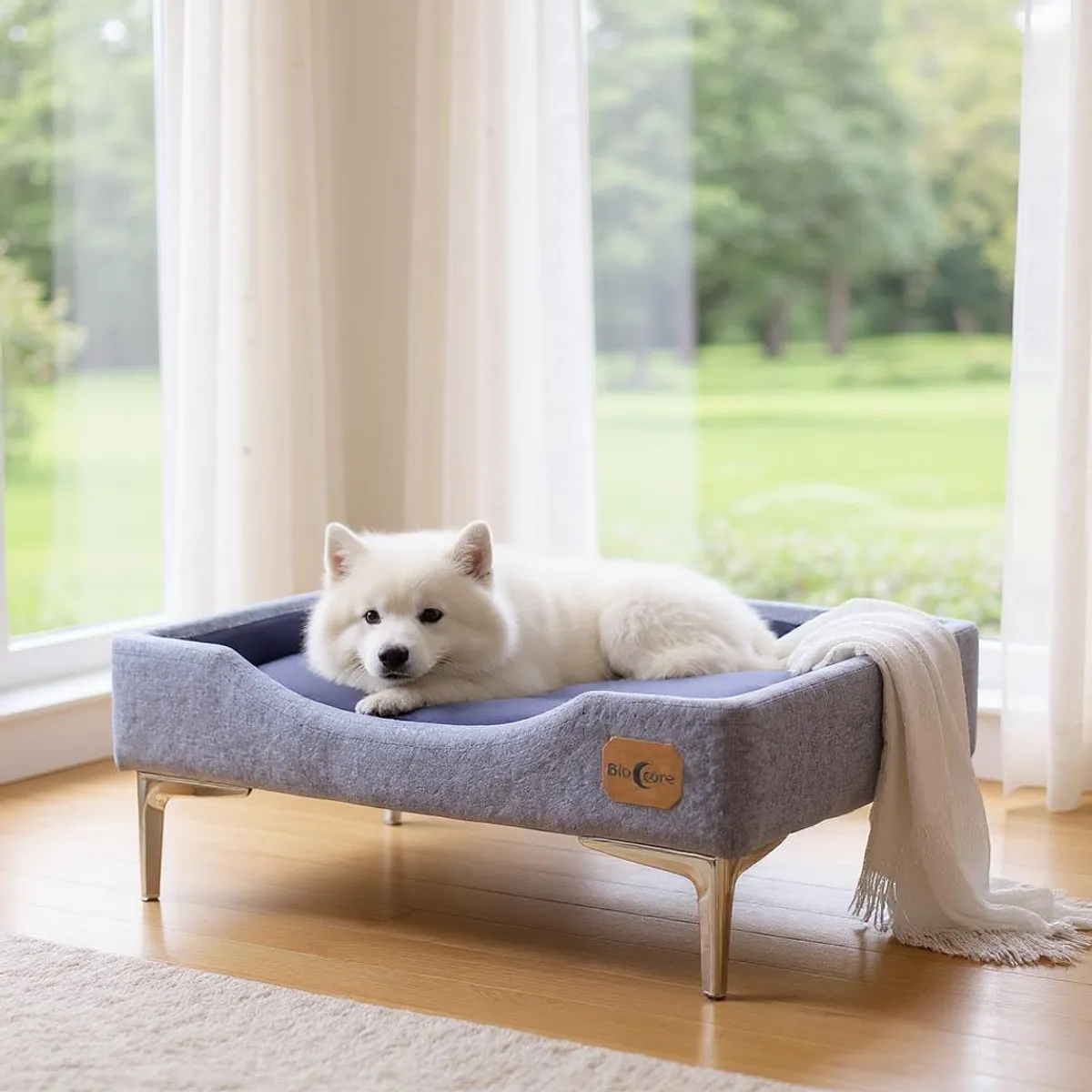 BLOCCARE - Cama de Mascotas - Talla M EXTRA 50x75 cm  Pata Cromada 15 cm (Gris)