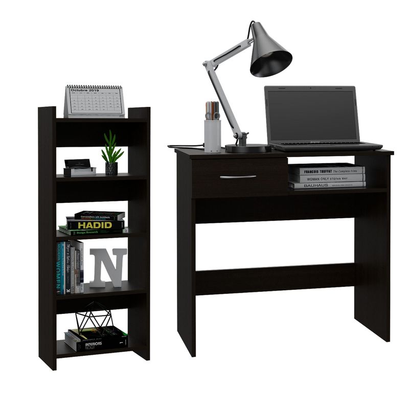TUHOME - Set Escritorio + Biblioteca 4 Niveles Office W-80 Wengue