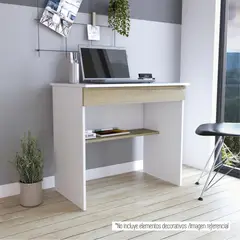 TUHOME - Escritorio Recto 1 Cajon Ohio Blanco Y Duna 73X80X49.8 Cm
