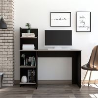 Escritorio Con Biblioteca Office Wengue Y Ceniza 120X120X45 Cm