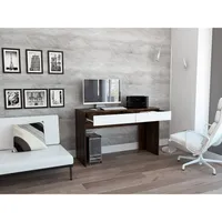 Escritorio Recto 1 Cajon Acre Café Y Blanco 75X120X45 Cm