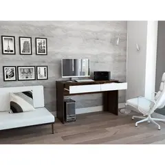 TUHOME - Escritorio Recto 1 Cajon Acre Café Y Blanco 75X120X45 Cm